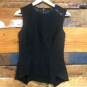 CUE top sleeveless black Sz 8 peplum blouse womens
